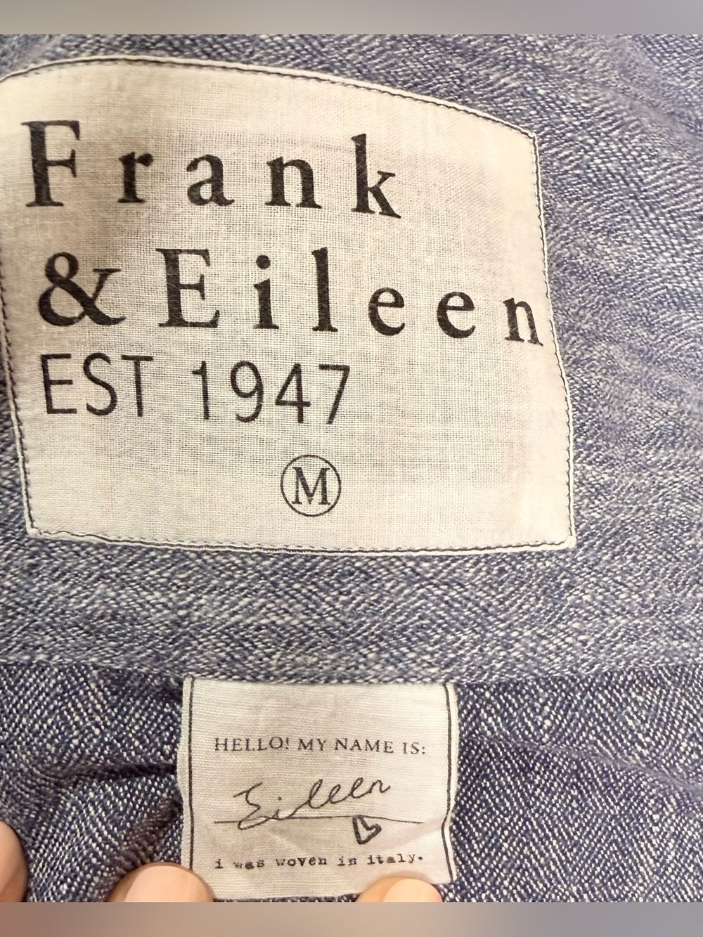 Frank & Eileen EILEEN Washed Indigo Flannel Button Down Shirt Size Medium - Picture 10 of 12